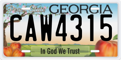 GA license plate CAW4315