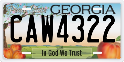 GA license plate CAW4322