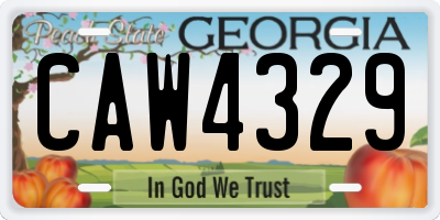 GA license plate CAW4329