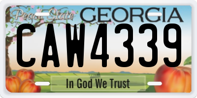 GA license plate CAW4339