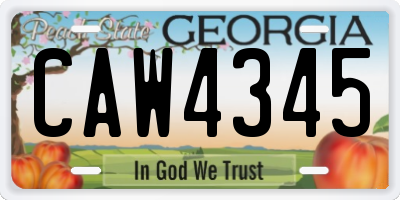 GA license plate CAW4345