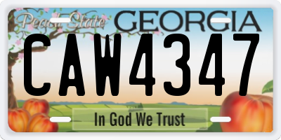 GA license plate CAW4347