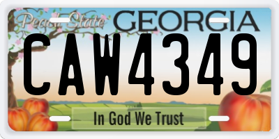 GA license plate CAW4349