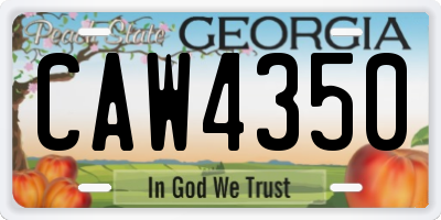 GA license plate CAW4350