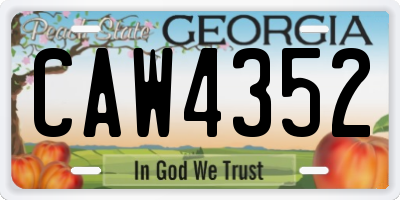 GA license plate CAW4352