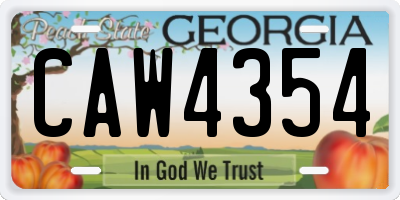 GA license plate CAW4354