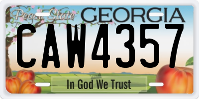 GA license plate CAW4357
