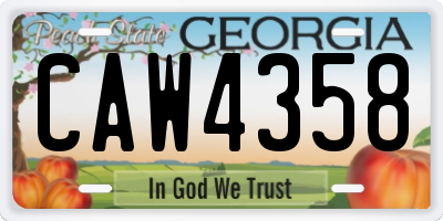 GA license plate CAW4358