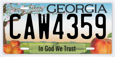 GA license plate CAW4359