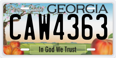 GA license plate CAW4363