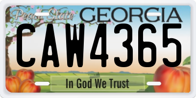 GA license plate CAW4365