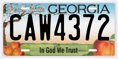 GA license plate CAW4372