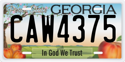 GA license plate CAW4375