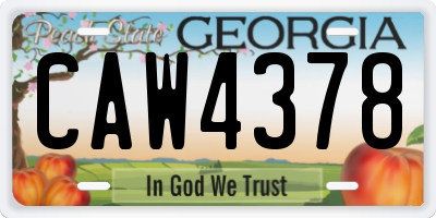 GA license plate CAW4378