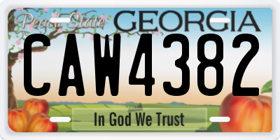 GA license plate CAW4382