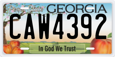 GA license plate CAW4392