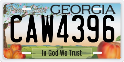GA license plate CAW4396