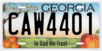 GA license plate CAW4401