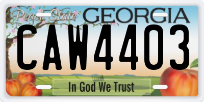 GA license plate CAW4403