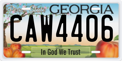 GA license plate CAW4406