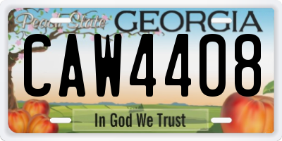 GA license plate CAW4408