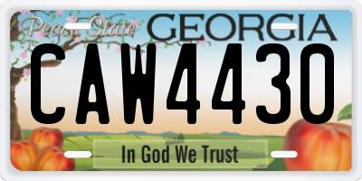 GA license plate CAW4430