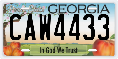 GA license plate CAW4433