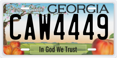 GA license plate CAW4449