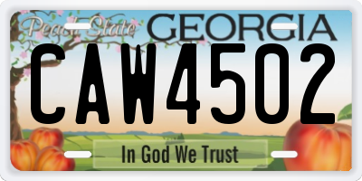 GA license plate CAW4502