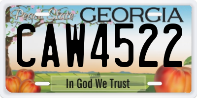 GA license plate CAW4522