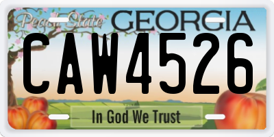 GA license plate CAW4526