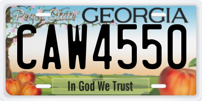 GA license plate CAW4550