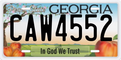 GA license plate CAW4552
