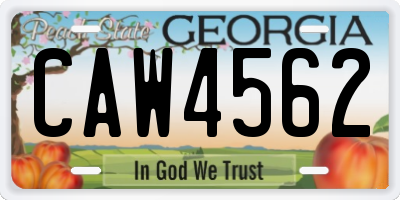 GA license plate CAW4562
