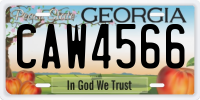 GA license plate CAW4566