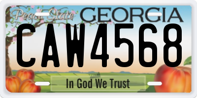 GA license plate CAW4568