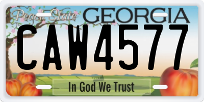 GA license plate CAW4577