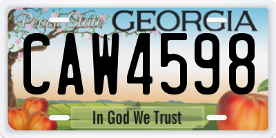 GA license plate CAW4598