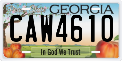 GA license plate CAW4610