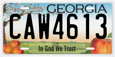 GA license plate CAW4613