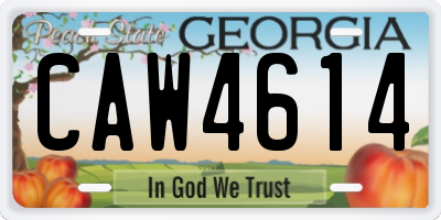 GA license plate CAW4614