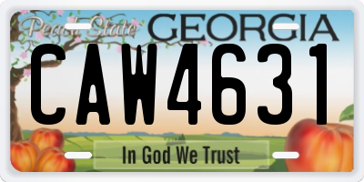 GA license plate CAW4631