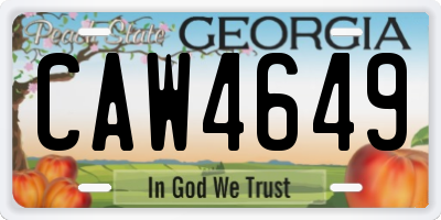 GA license plate CAW4649
