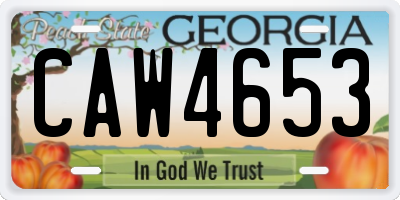 GA license plate CAW4653