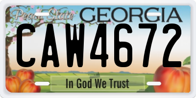 GA license plate CAW4672