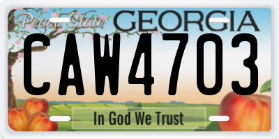 GA license plate CAW4703