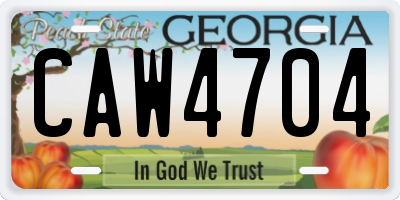 GA license plate CAW4704