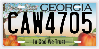 GA license plate CAW4705
