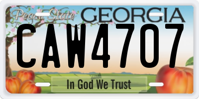 GA license plate CAW4707