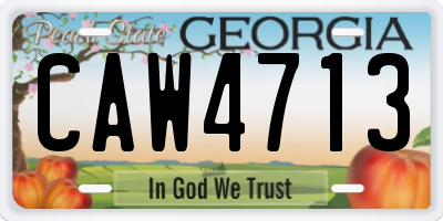 GA license plate CAW4713